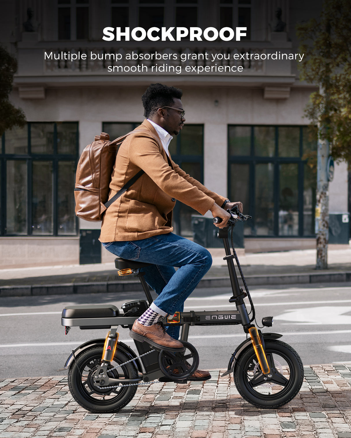 engwe t14's multiple bump absorbers grant you extraordinary smooth rideing experience