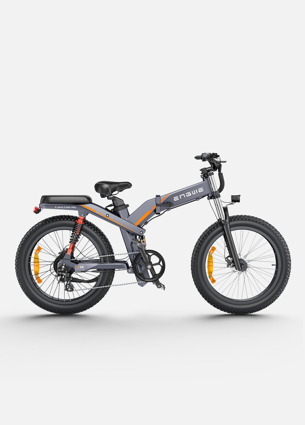 a gray engwe x24 electric fat tire bike
