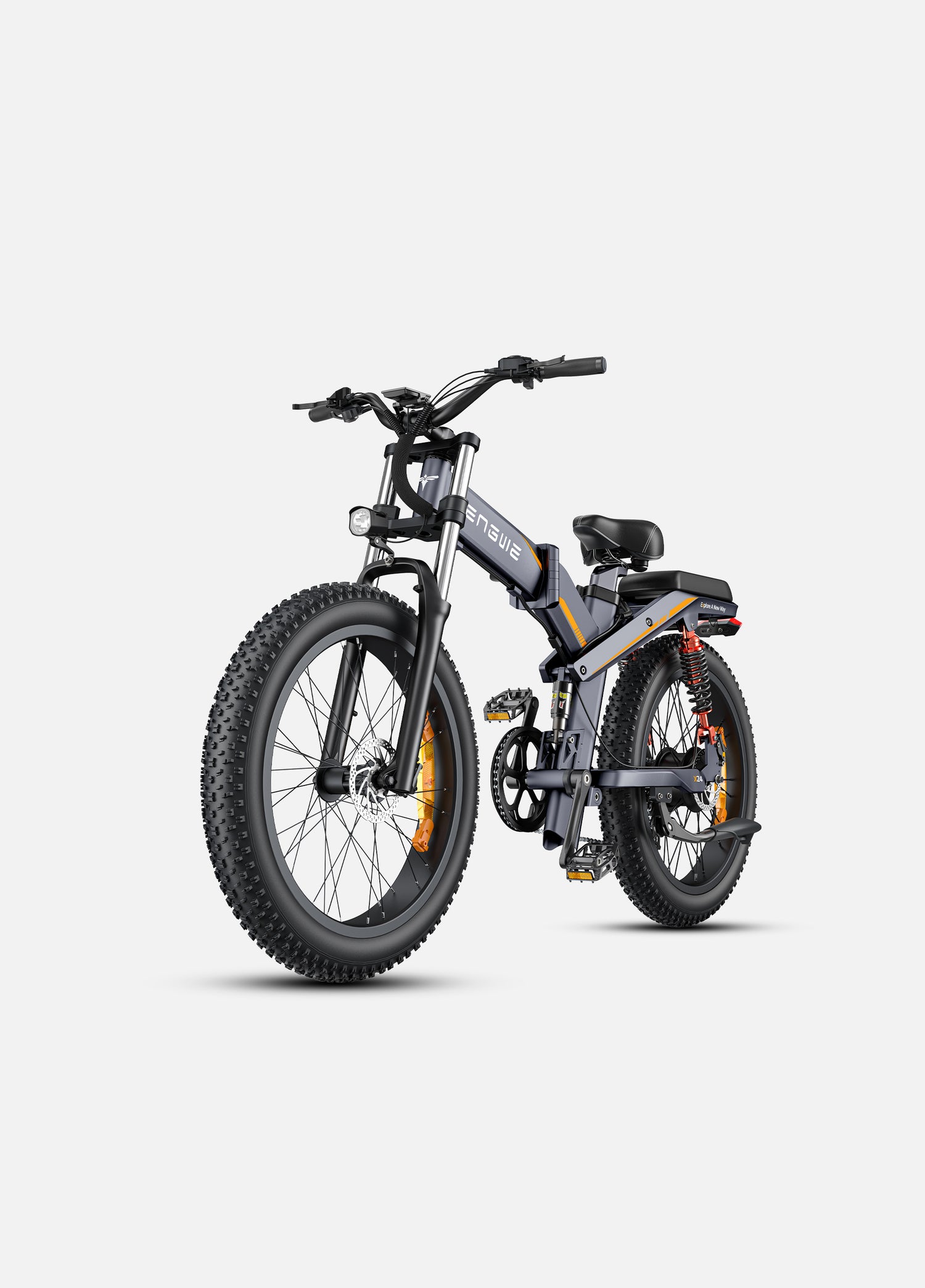side view of gray engwe x24 fat tire e-bike