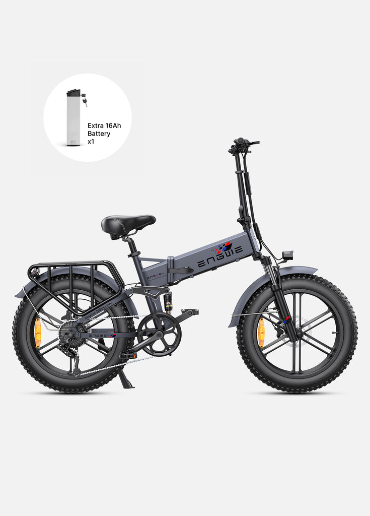 1 gray engwe engine pro e-bike and an extra 16ah battery