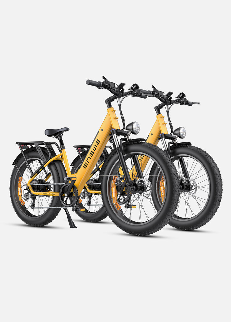 2 bumblebee yellow engwe e26 fat tire electric bikes