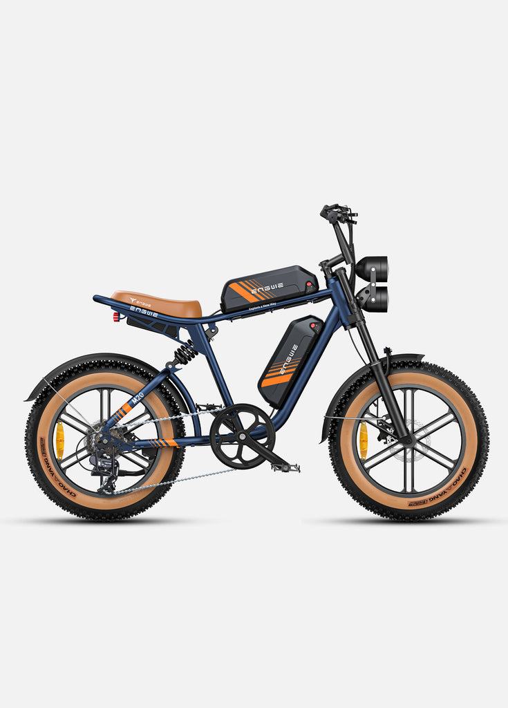dual-battery engwe m20 2.0 e bike that looks like a motorcycle