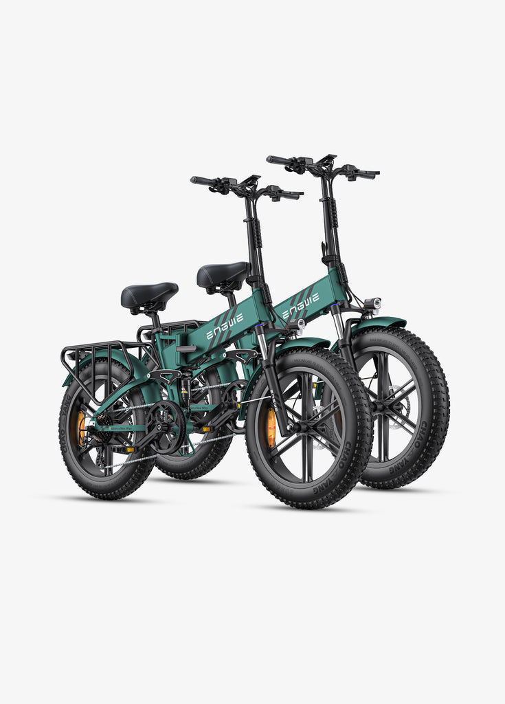 2 mountain green engwe engine pro 2.0 folding electric bikes