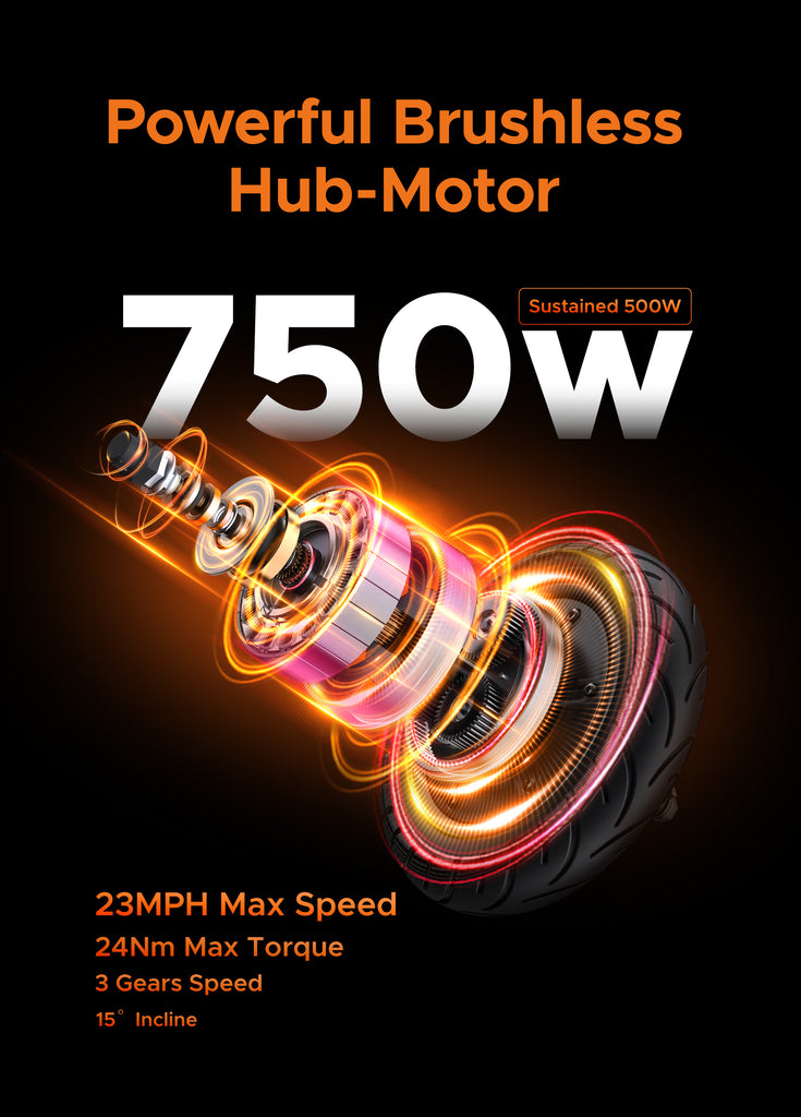 the 750w brushless hub motor of engwe y400 off road e scooter