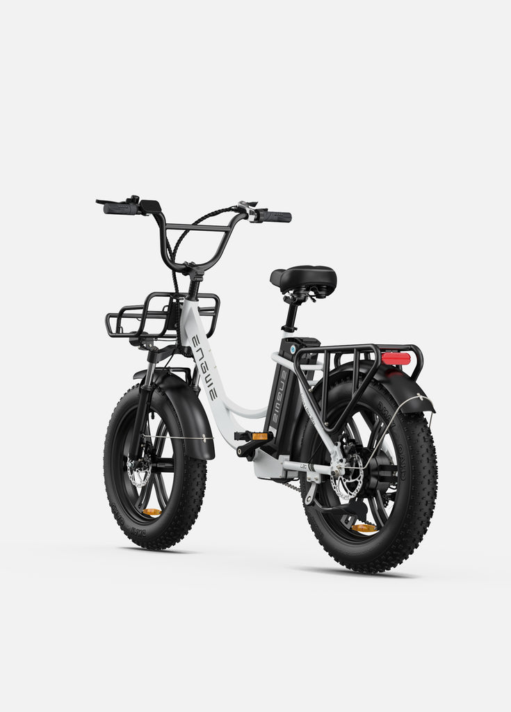 side view of snow white engwe l20 fat tire electric bike