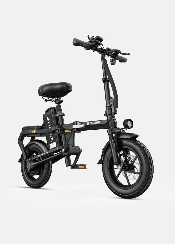 a black engwe o14 mini electric bike