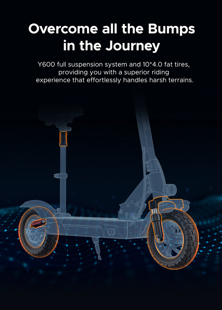 the full suspension of engwe y600 e-scooter
