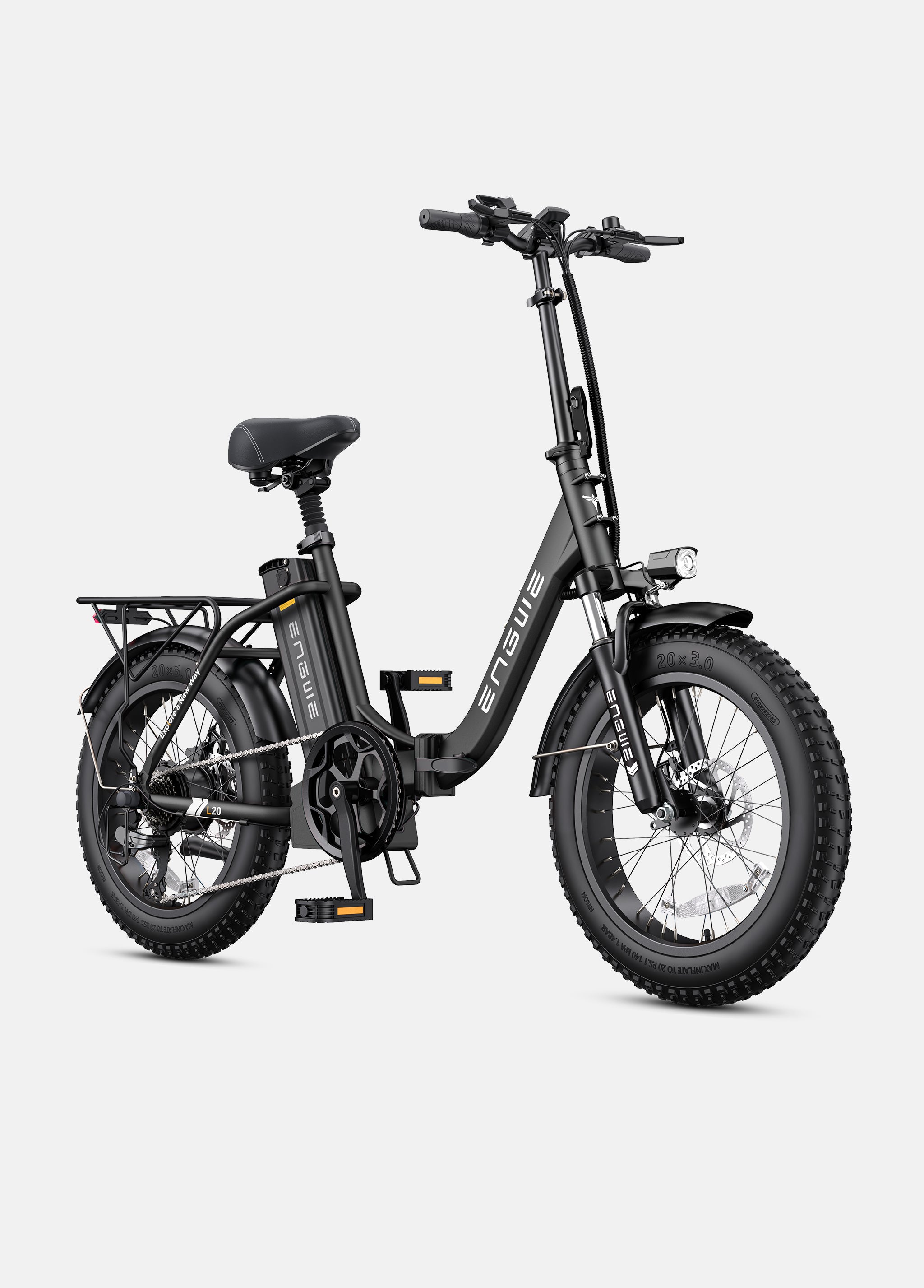 onyx black engwe l20 2.0 fat tire e bike