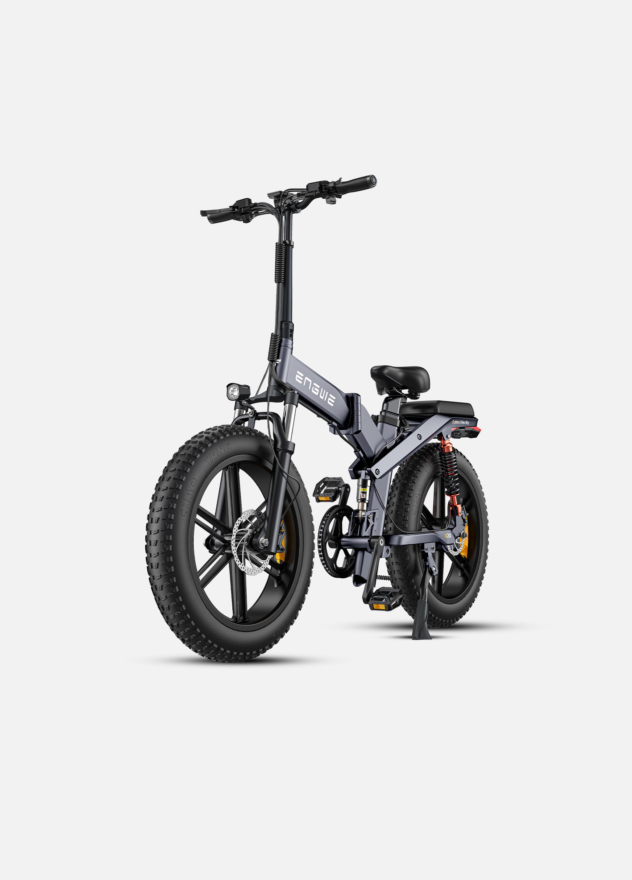 a gray engwe x20 folding electric bike