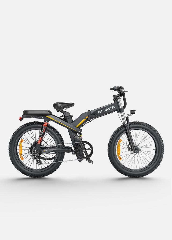 gray engwe x24, a folding electric bike with fat tires