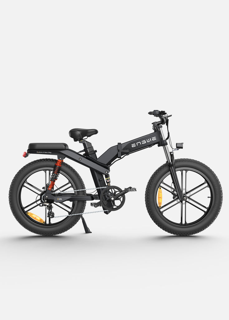 a black engwe x26 electric folding bike