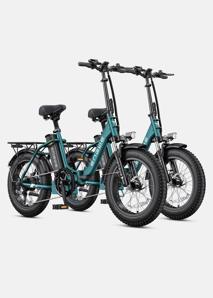 2 sea green engwe l20 2.0 folding electric bikes