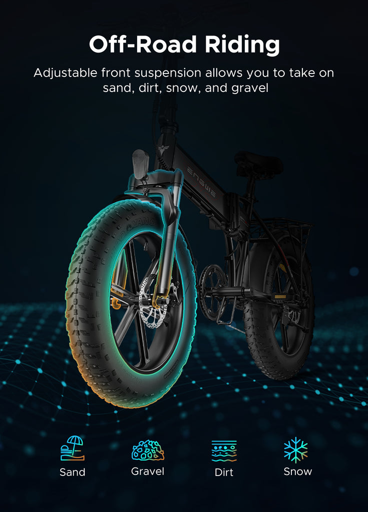 the front suspension of ep-2 pro allows you to take on sand, dirt, snow and gravel