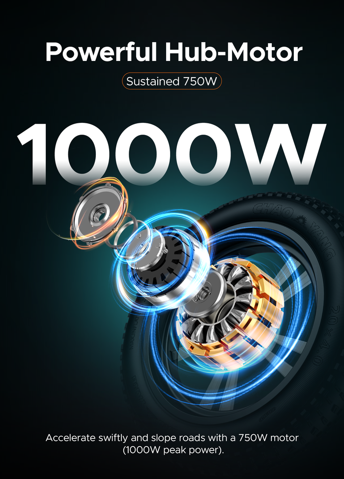 the powerful hub-motor of engwe m20 e-bike