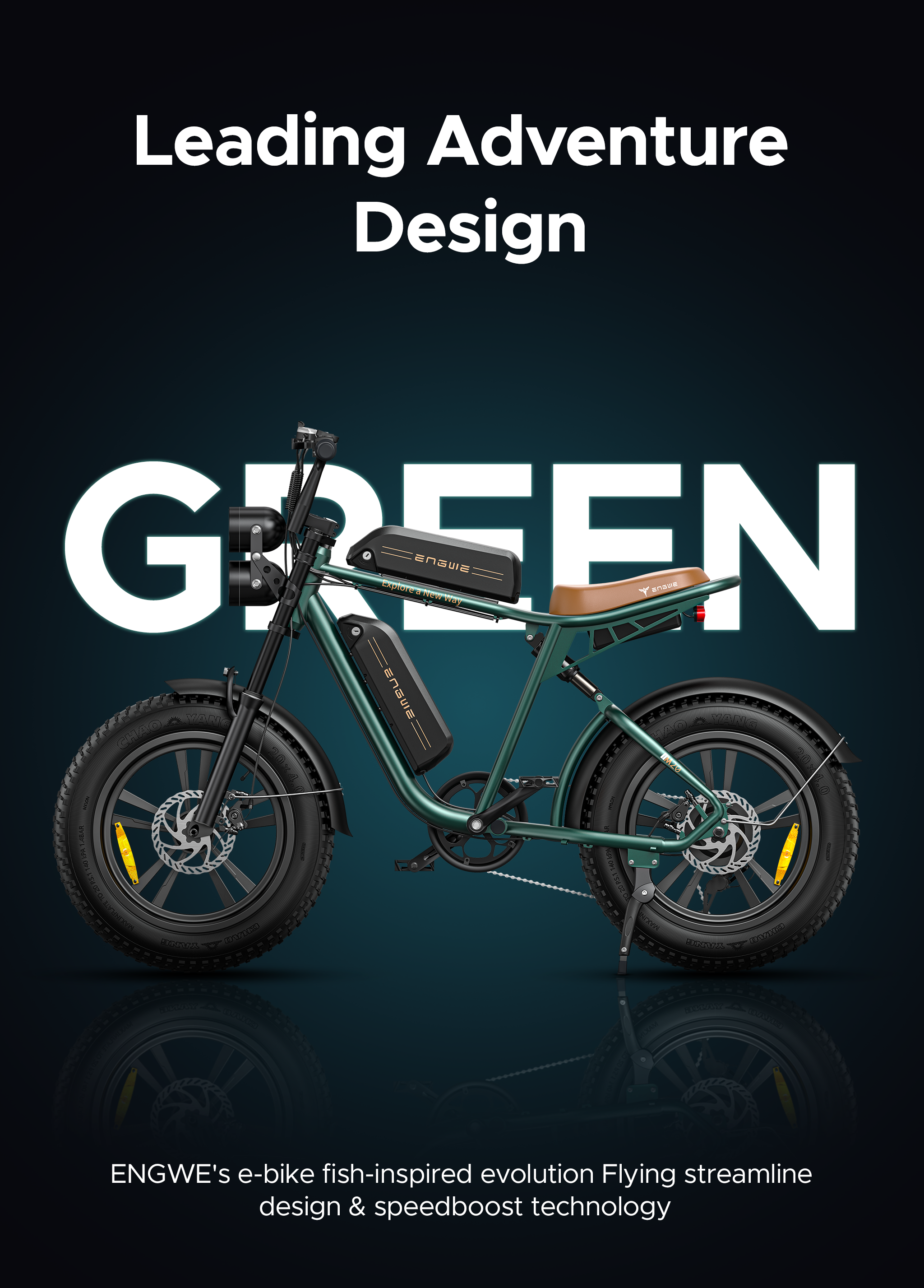 a green engwe m20 e-bike