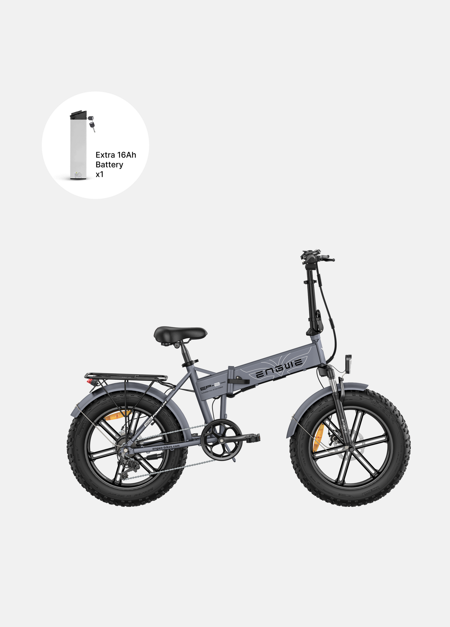 1 slate gray engwe ep-2 pro and an extra 16ah battery