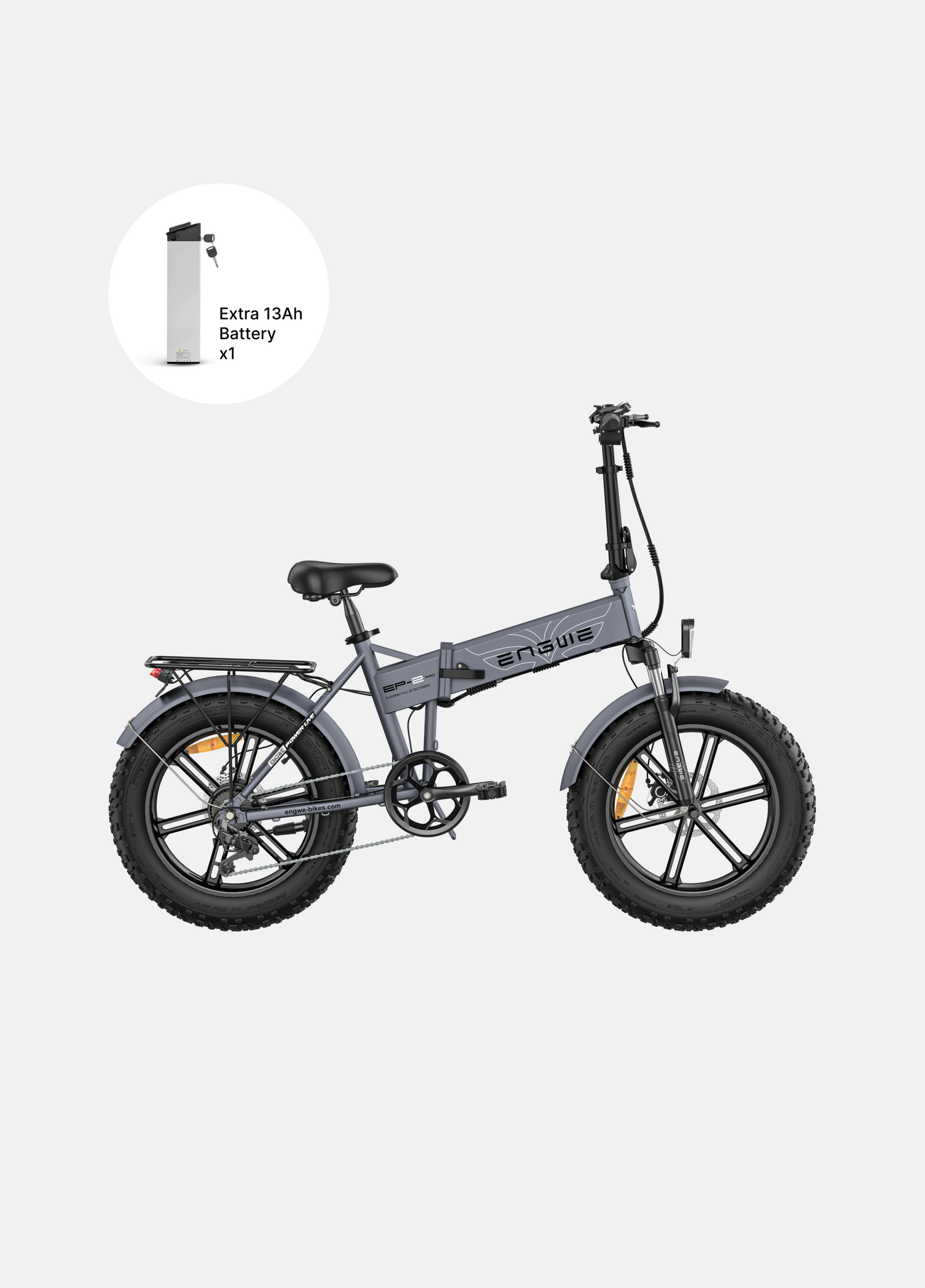 1 slate gray engwe ep-2 pro and an extra 13ah battery